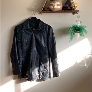 Ladies Insulated Black Leather Coat